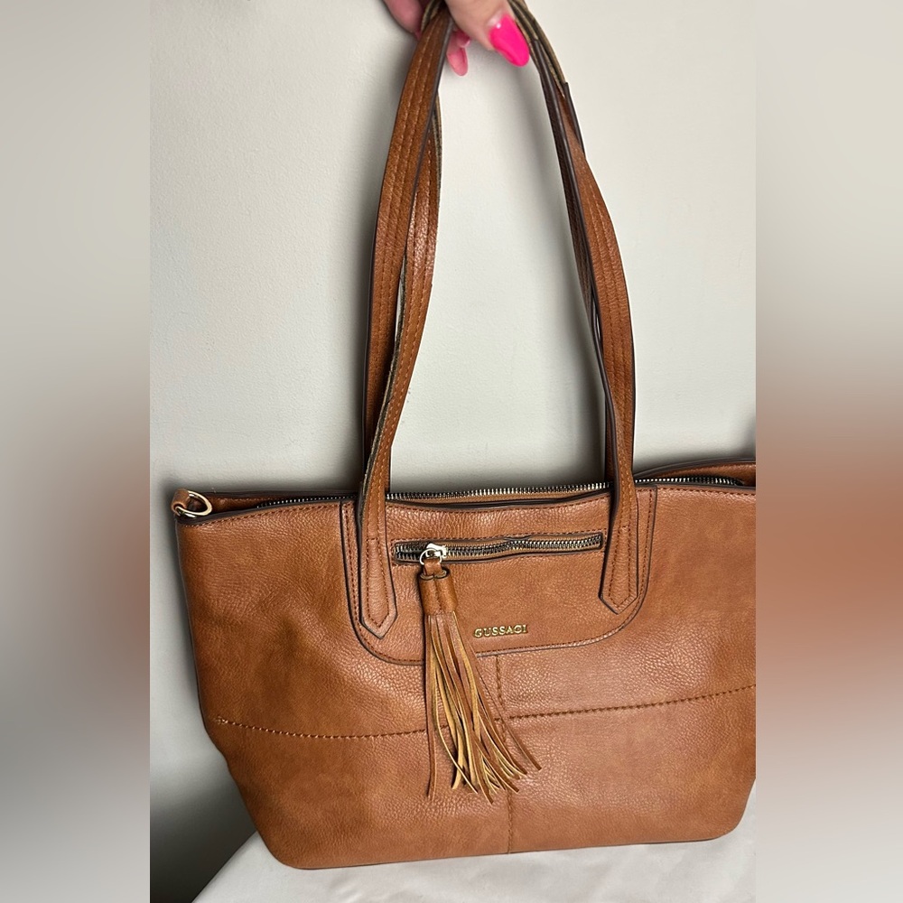 Tan Tote with Tassel Accents